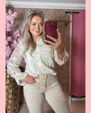 BRODERIE BLOUSE BEIGE