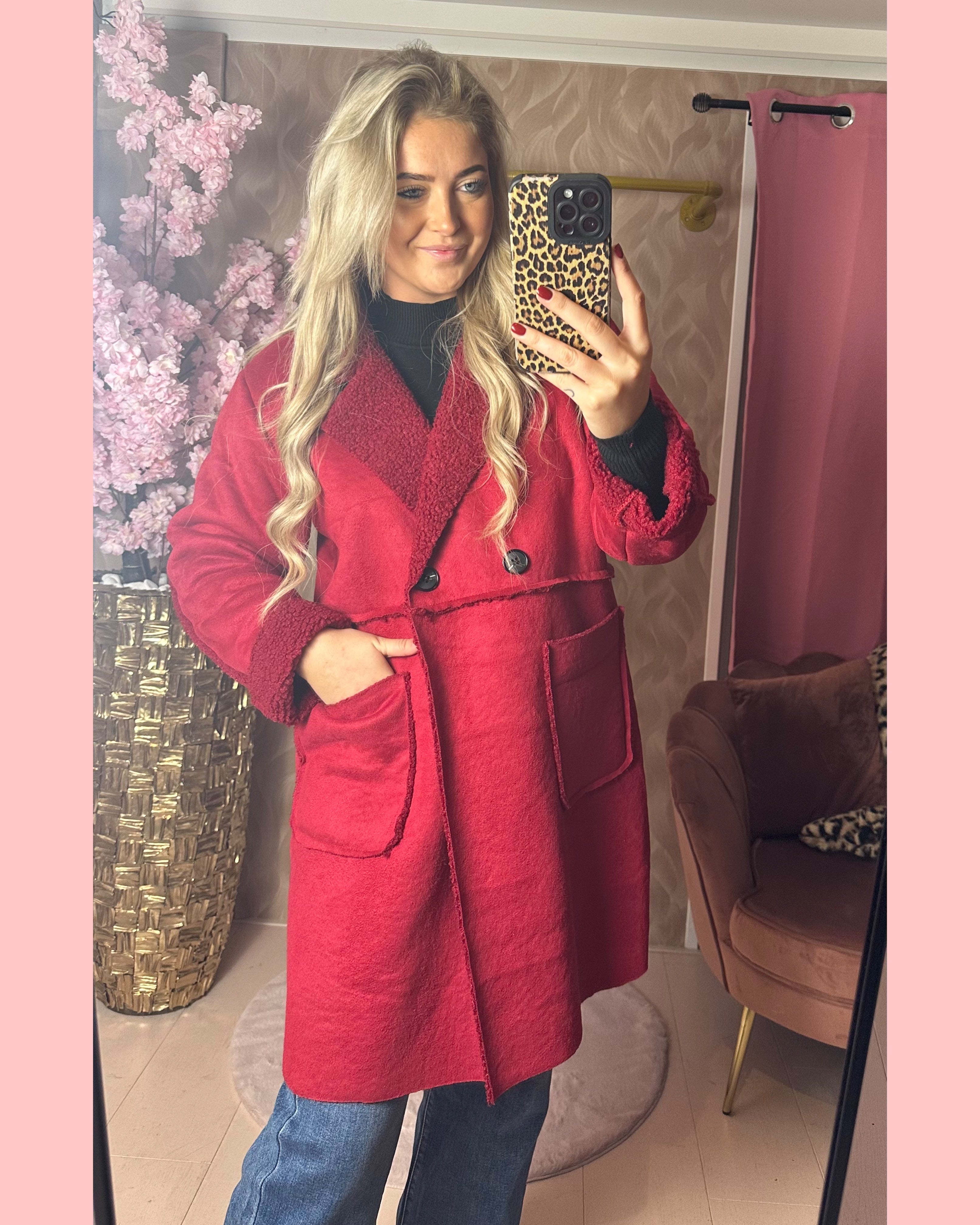 LAMMY COAT WIJN ROOD ❤️ AANBIEDING