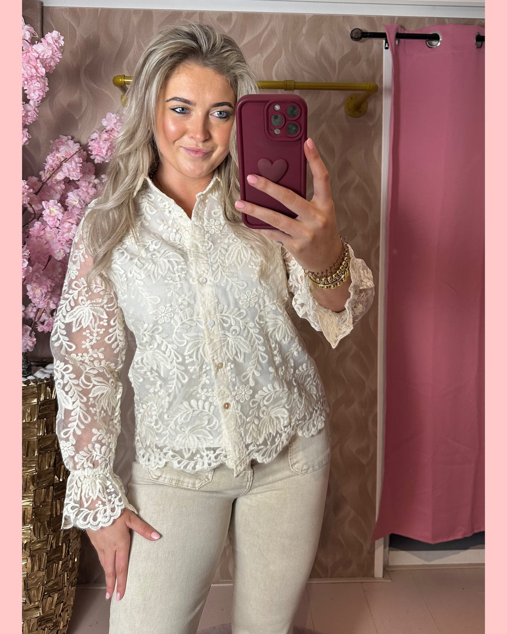 BRODERIE BLOUSE BEIGE