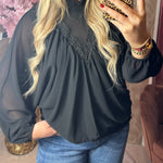 VLEERMUIS BLOUSE V DETAIL ZWART ✨ AANBIEDING