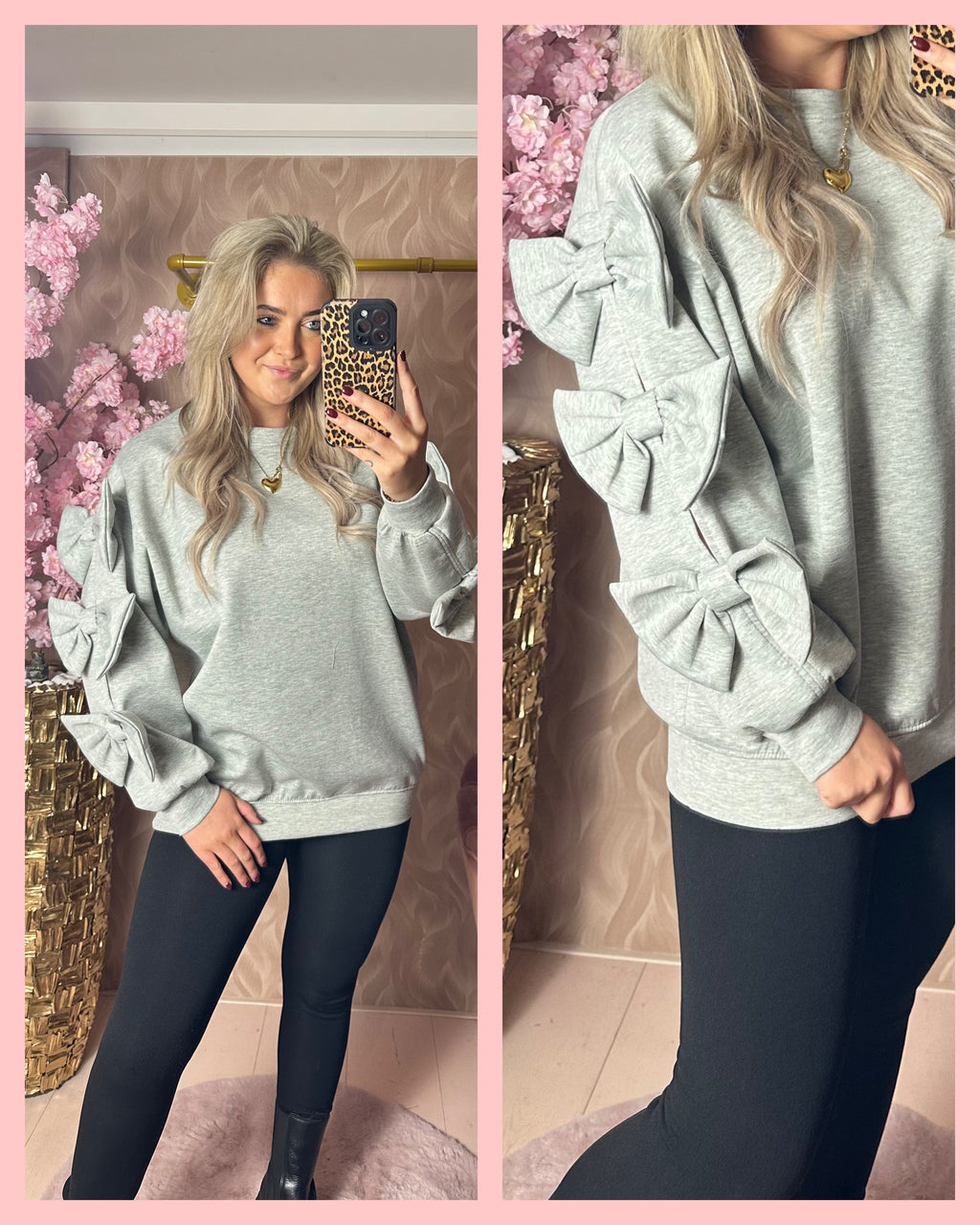 BOW SLEEVE SWEATER GREY • 𝐀𝐀𝐍𝐁𝐈𝐄𝐃𝐈𝐍𝐆