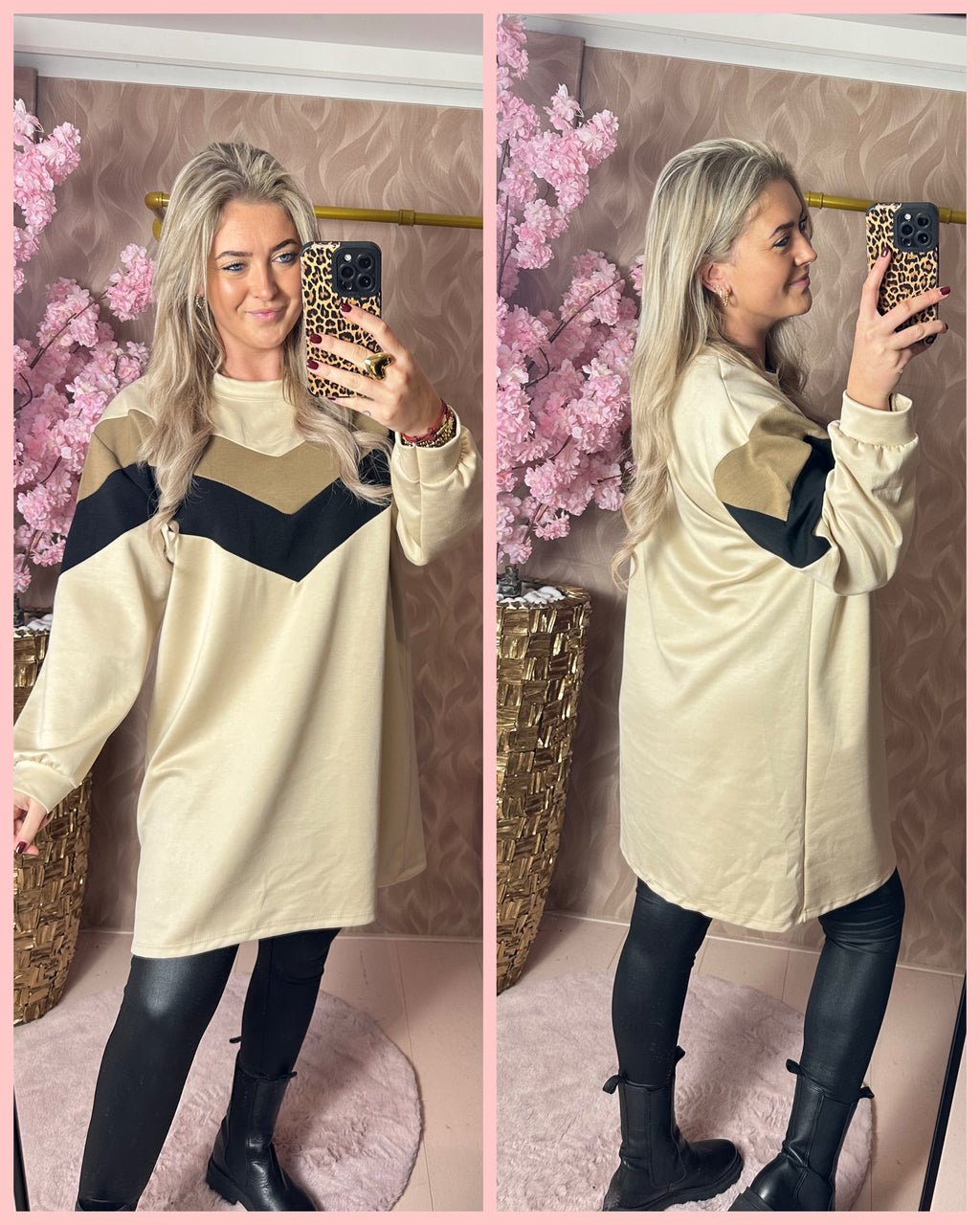 SWEATER DRESS • V • BEIGE