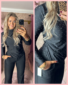 RHINESTONE STRETCH TOP ZWART 🖤 AANBIEDING