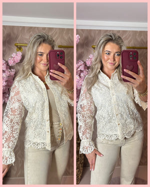 BRODERIE BLOUSE BEIGE