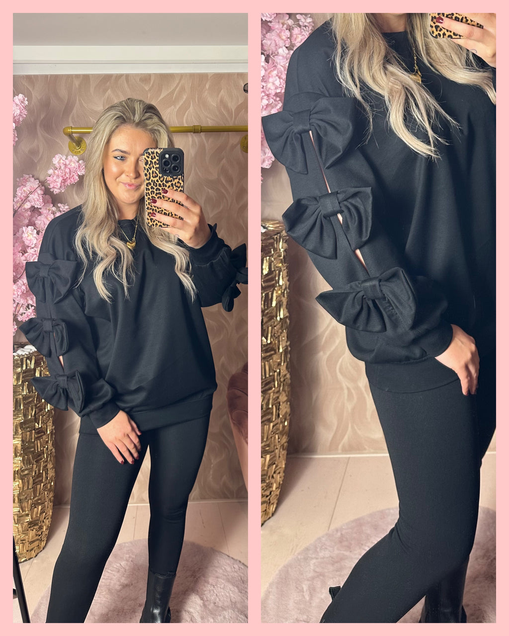 BOW SLEEVE SWEATER BLACK • 𝐀𝐀𝐍𝐁𝐈𝐄𝐃𝐈𝐍𝐆