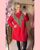 JOGGING SWEATER DRESS LEOPARD RED AANBIEDING