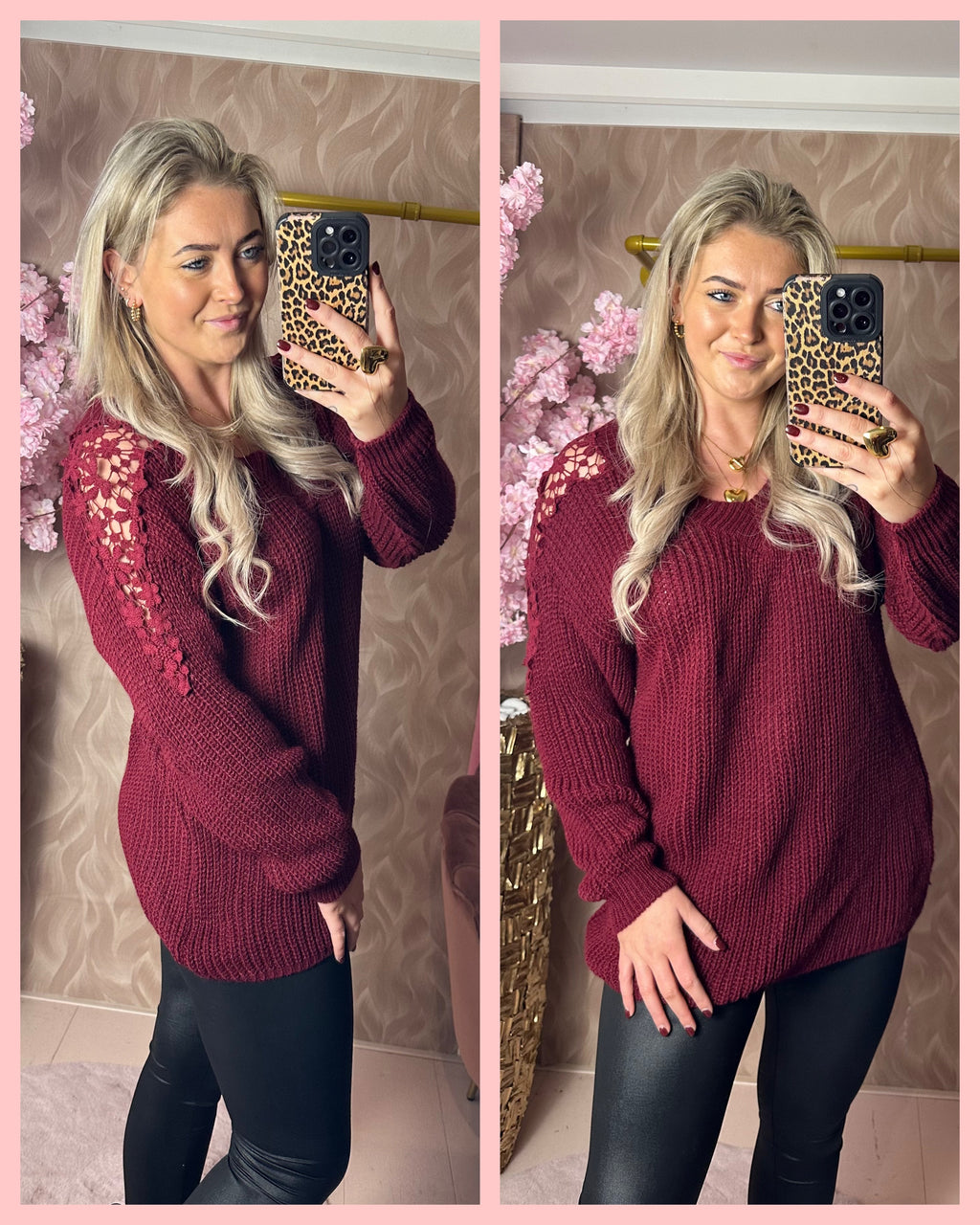 BLOEM 🌸 DETAIL TRUI BORDEAUX AANBIEDING