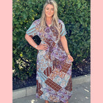 LANGE TRAVEL JURK BRUIN PRINT 🤎 𝐀𝐀𝐍𝐁𝐈𝐄𝐃𝐈𝐍𝐆
