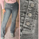 JEANS MET STRASS KNOOPJES GRIJS ••• AANBIEDING ••• SKA090-5