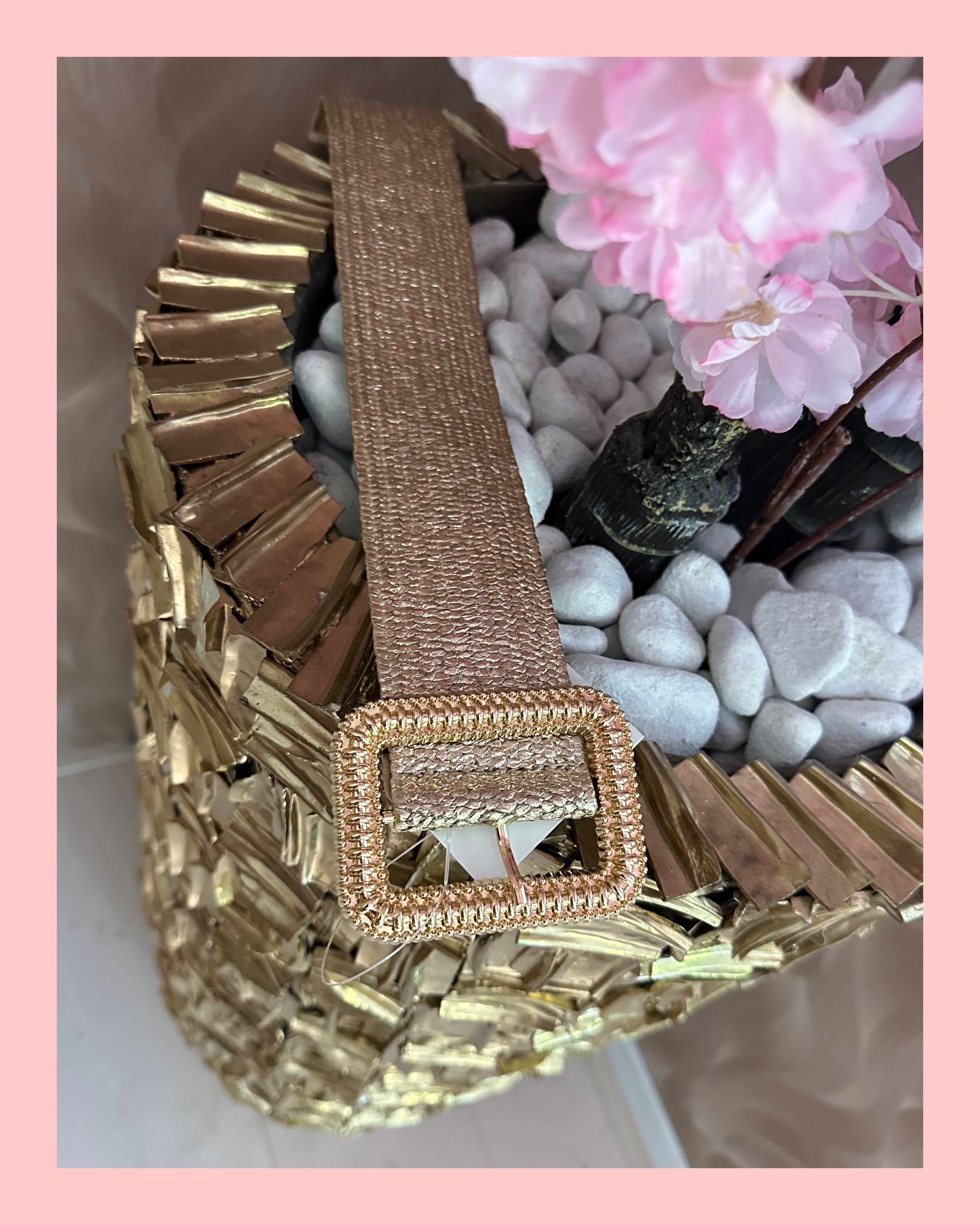 STRETCH RIEM GOUD “VIERKANT”