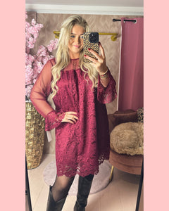 SOFT LACE DRESS BURGUNDY ❤️ AANBIEDING