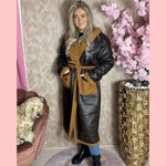 LEATHERLOOK LAMMY COAT CAMEL AANBIEDING