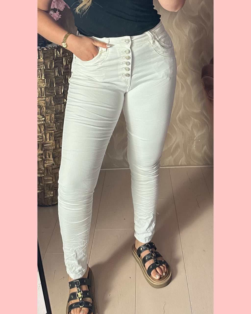 JEWELLY JEANS BUTTON • WIT • AANBIEDING