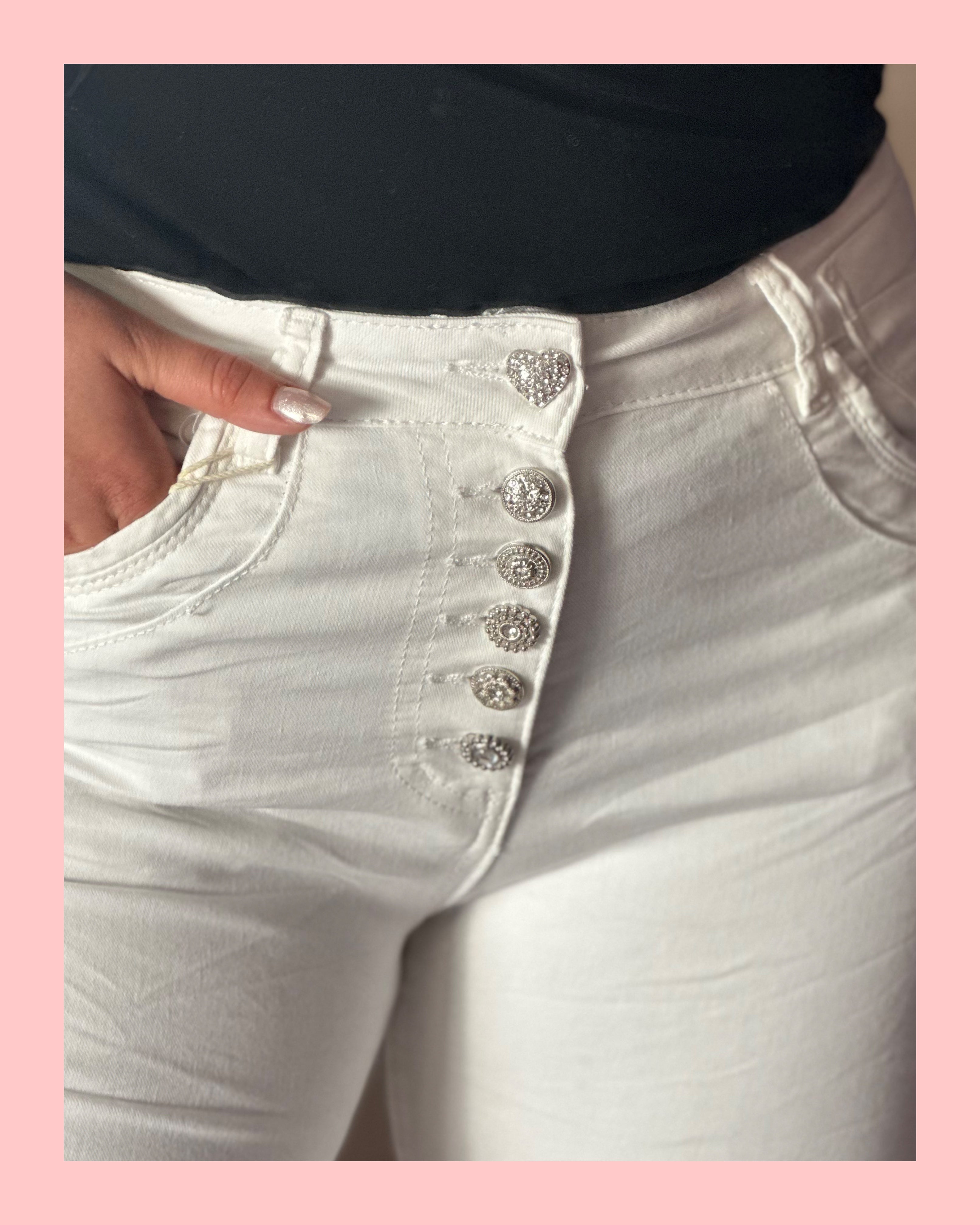 JEWELLY JEANS BUTTON • WIT • AANBIEDING