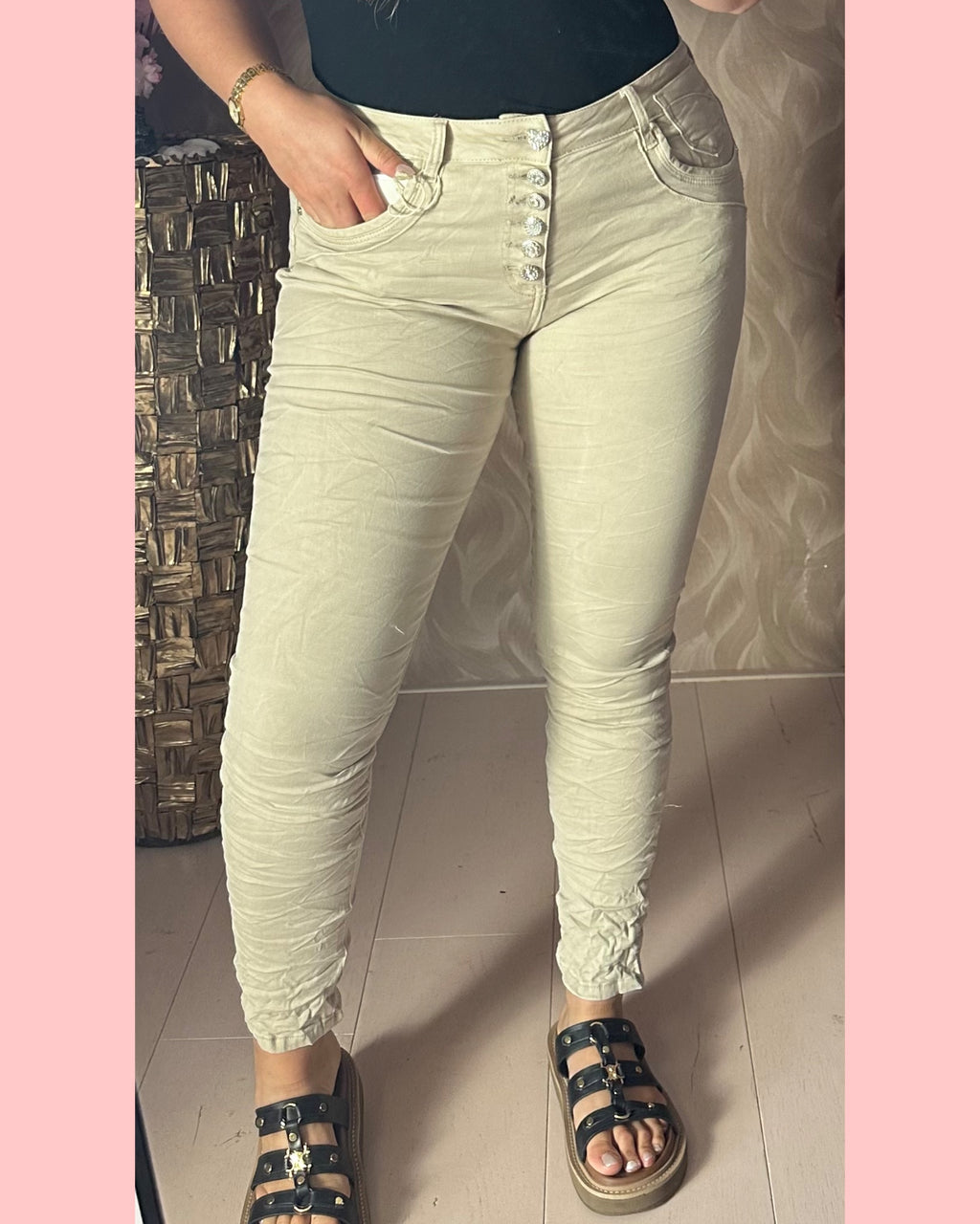 JEWELLY JEANS BUTTON • BEIGE • AANBIEDING