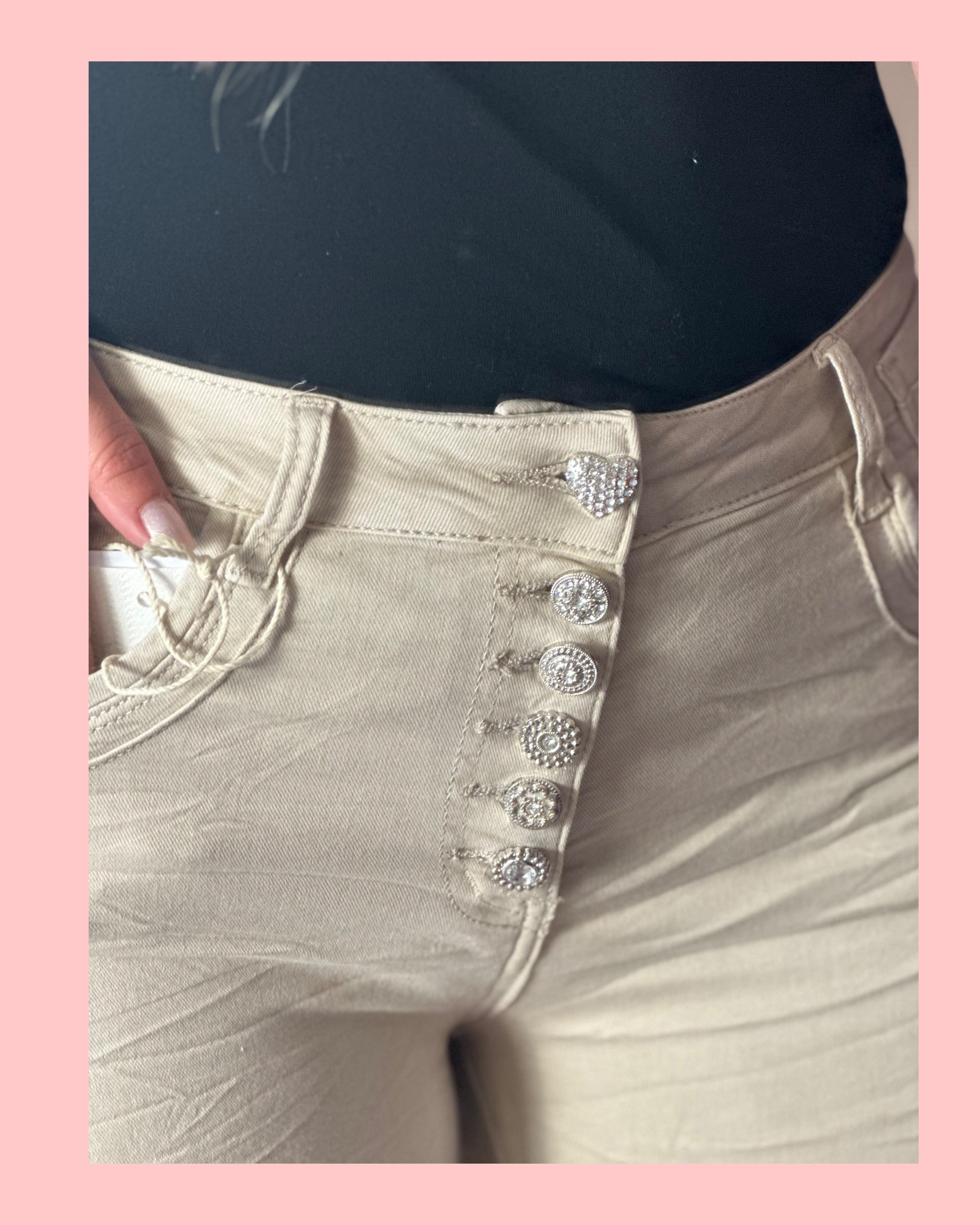 JEWELLY JEANS BUTTON • BEIGE • AANBIEDING