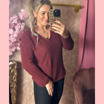 SUPER SOFT BASIC TOP V HALS BORDEAUX