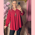 A LIJN BLOUSE BORDEAUX •• AANBIEDING + GRATIS KETTING