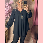 A LIJN BLOUSE ZWART •• AANBIEDING + GRATIS KETTING