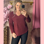 SUPER SOFT BASIC TOP V HALS BORDEAUX