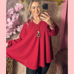 A LIJN BLOUSE BORDEAUX •• AANBIEDING + GRATIS KETTING