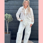 OFF WHITE & GOLD EMBROIDERY BLOUSE