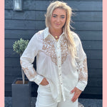 OFF WHITE & GOLD EMBROIDERY BLOUSE