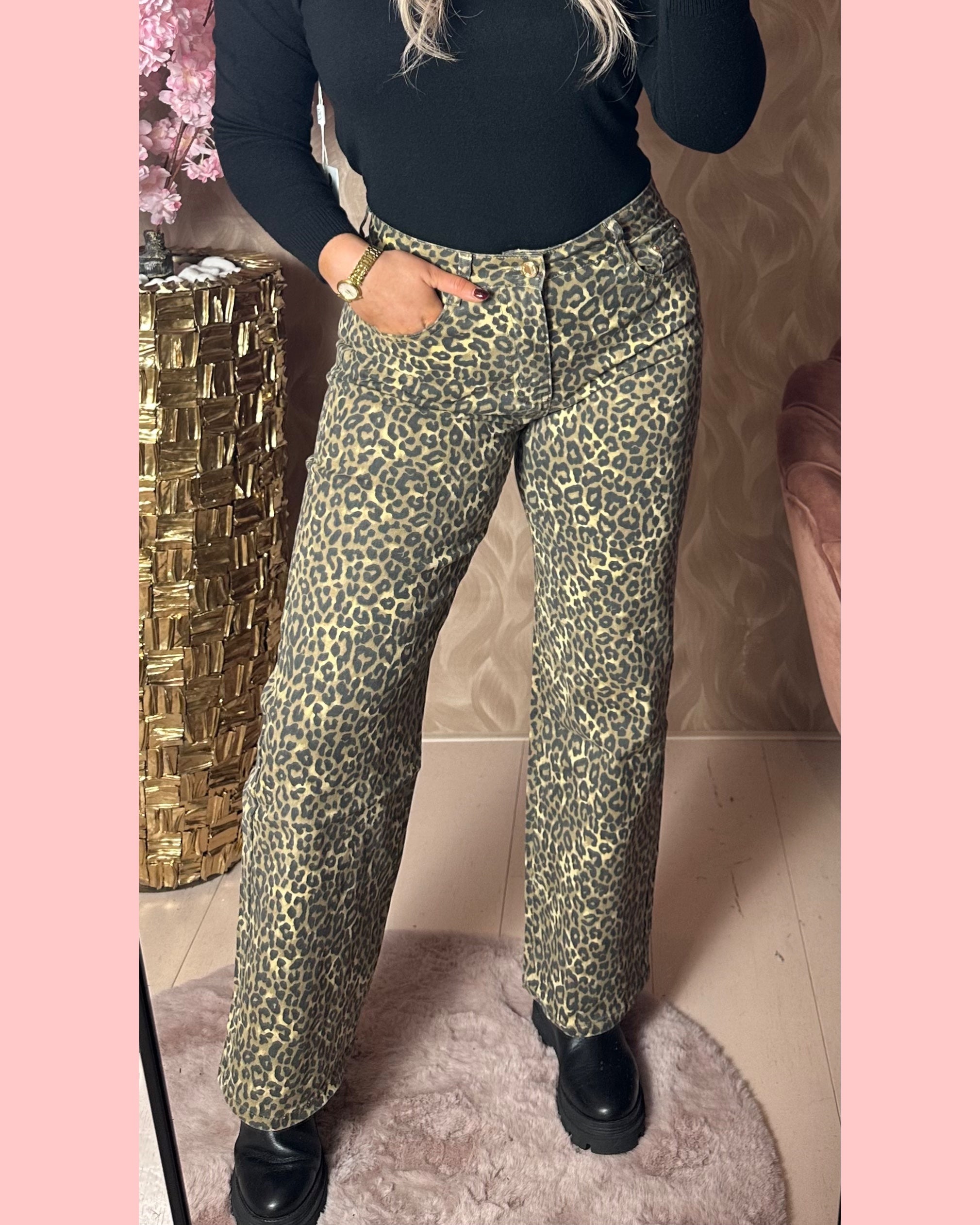 WIDE LEG LEOPARD JEANS • SJ953 • AANBIEDING