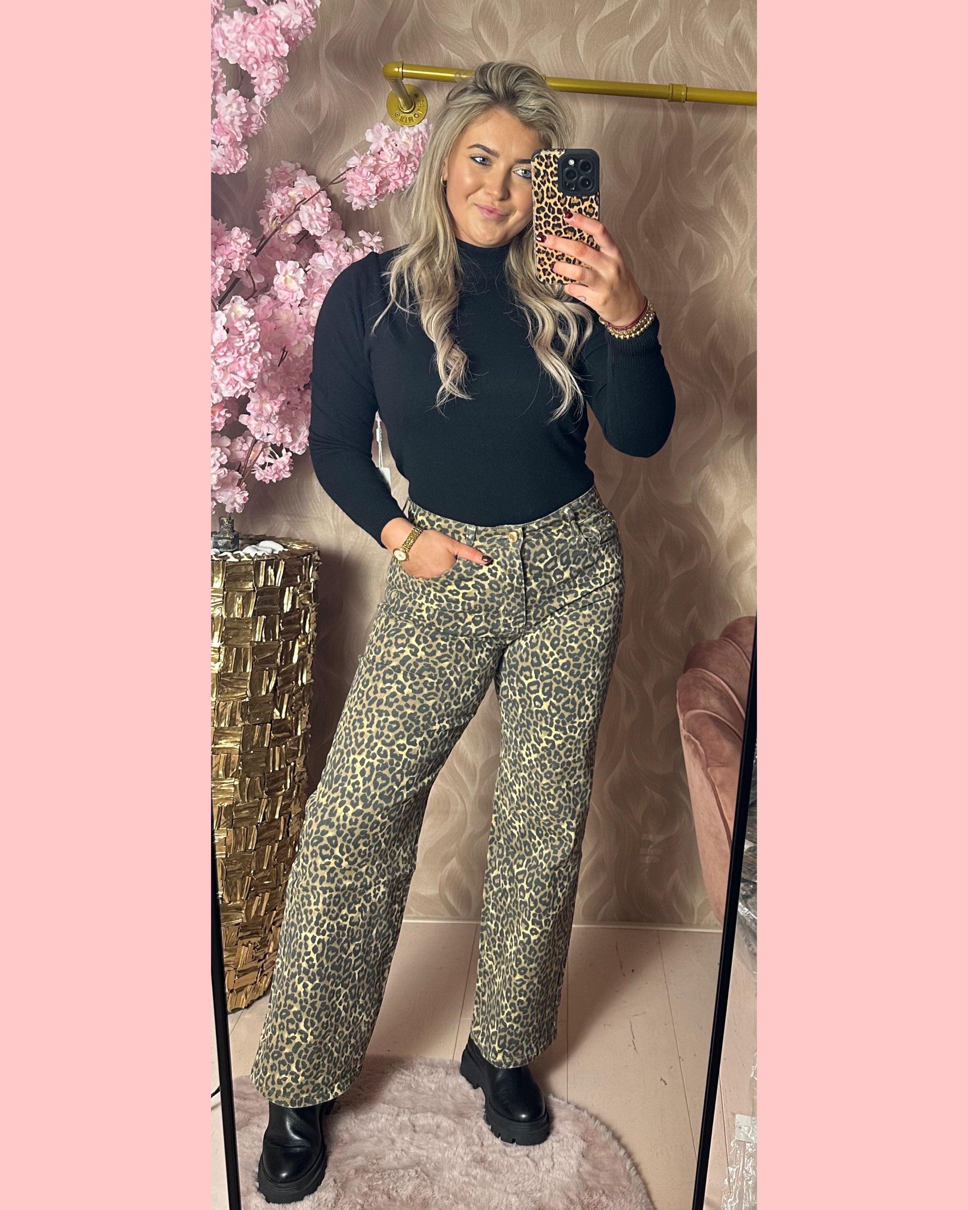 WIDE LEG LEOPARD JEANS • SJ953 • AANBIEDING