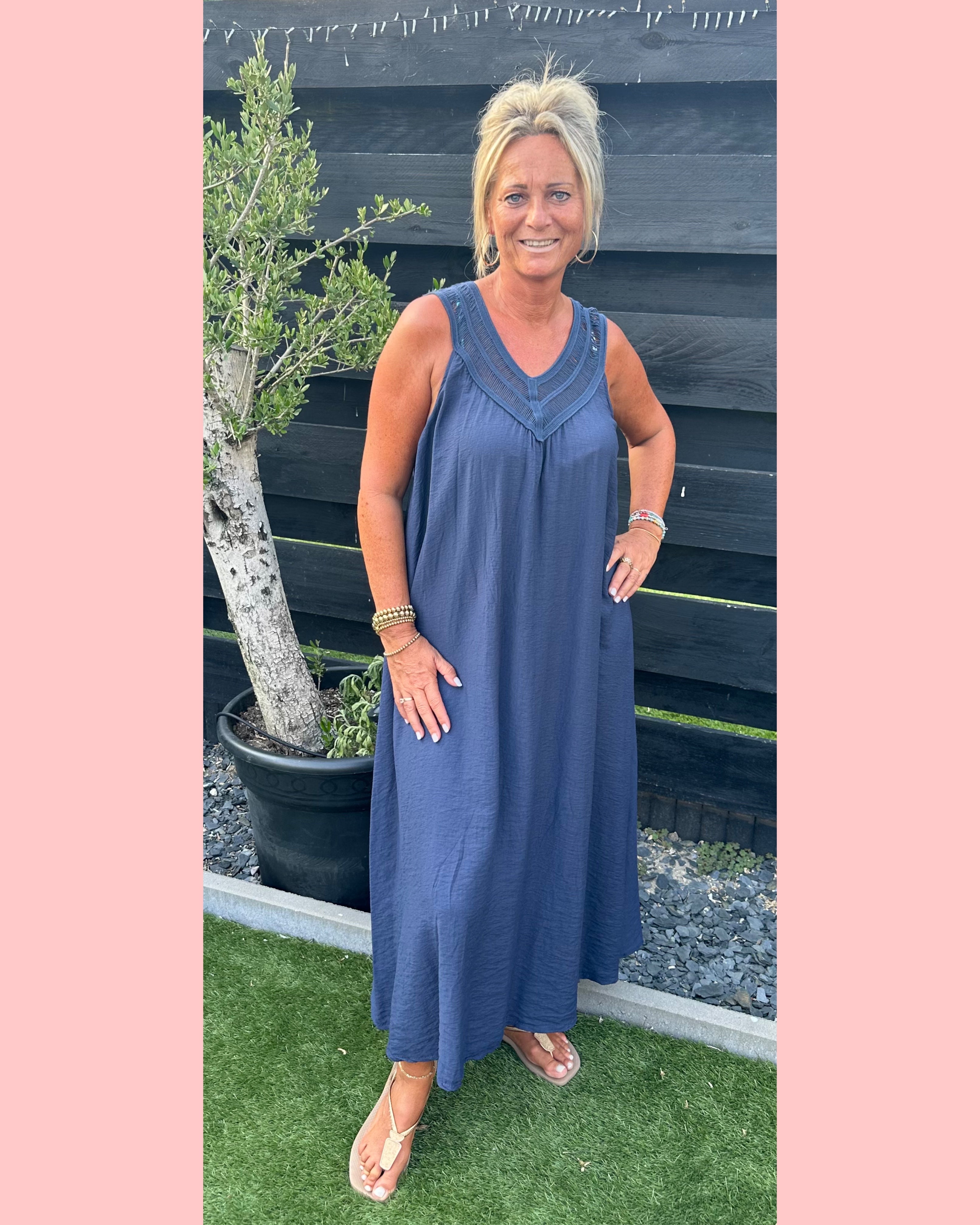 VISCOSE V DRESS NAVY