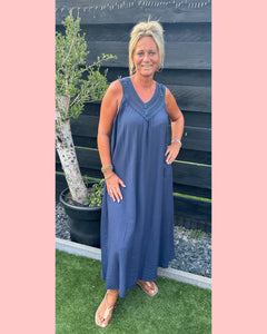 VISCOSE V DRESS NAVY