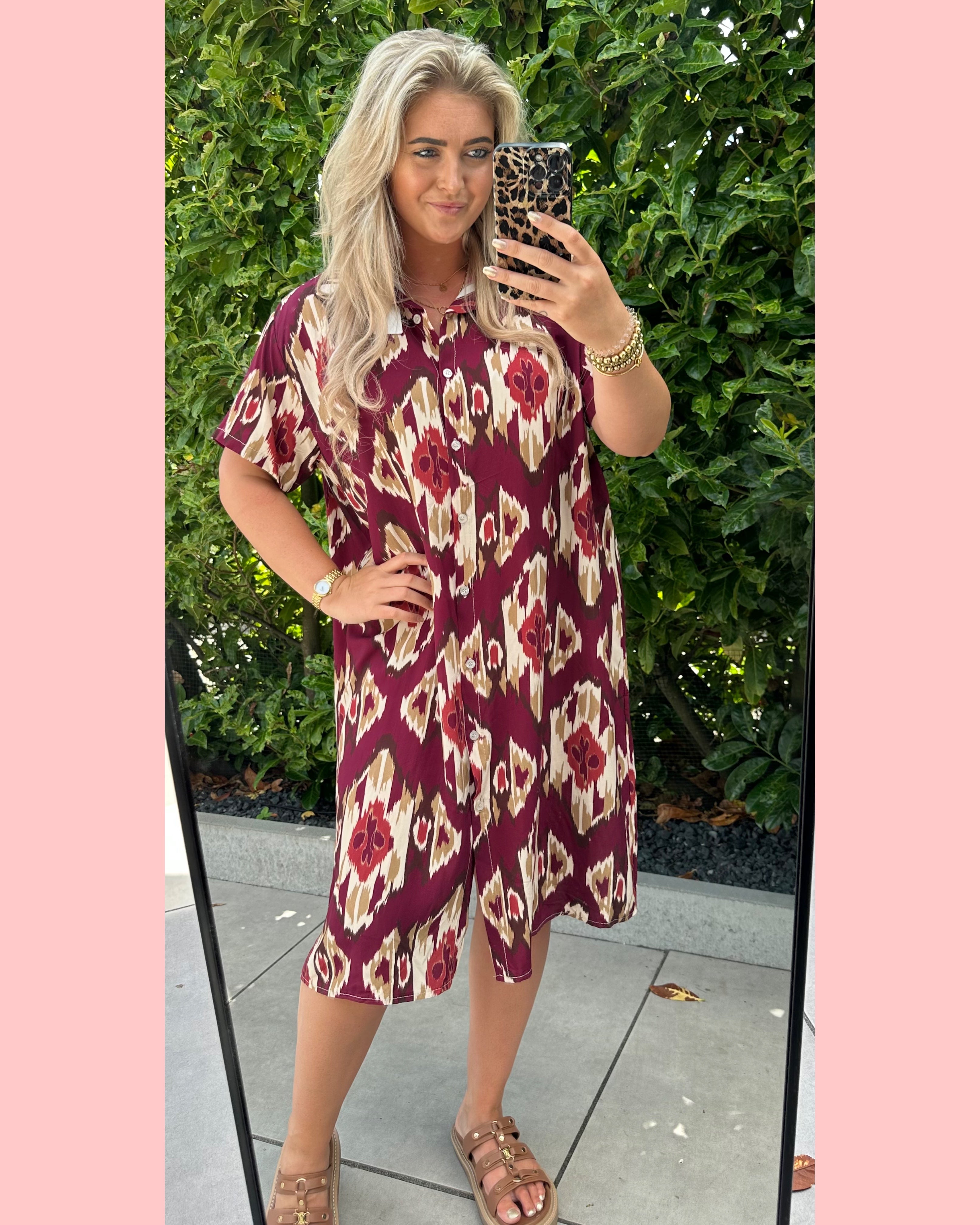 DOORKNOOP JURK BAROK • 100% VISCOSE • BORDEAUX