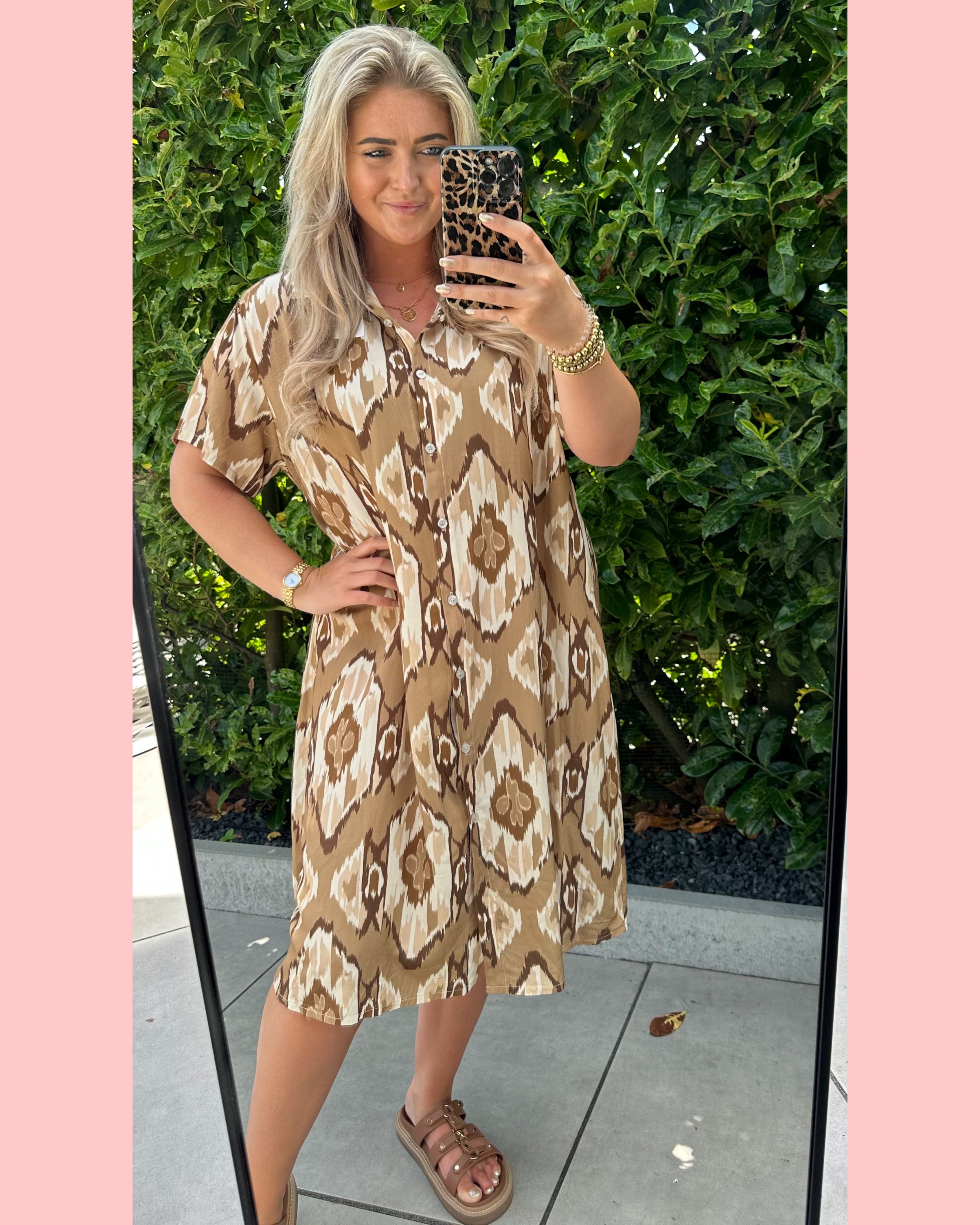 DOORKNOOP JURK BAROK • 100% VISCOSE • CAMEL