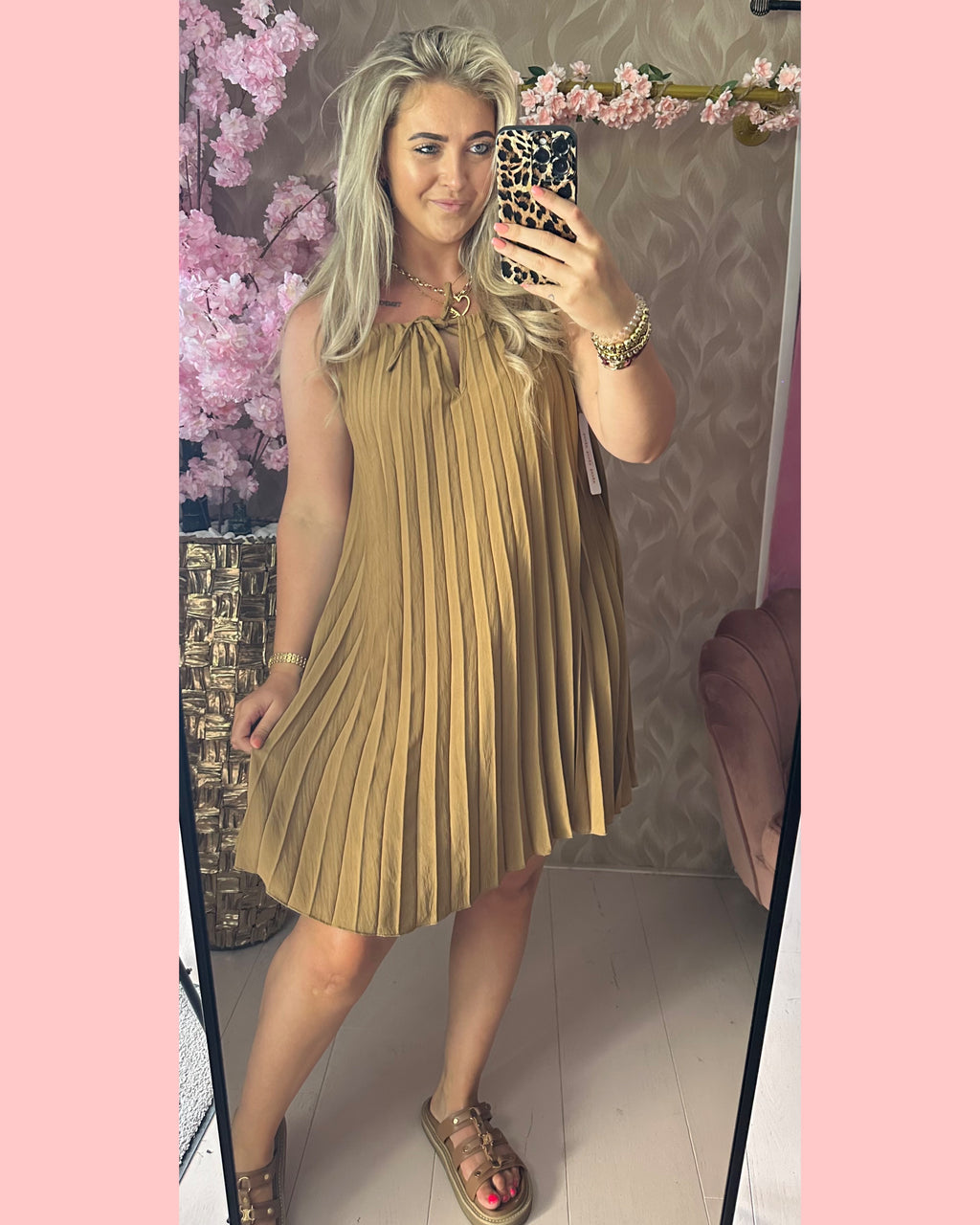 PLISSE HALTER JURKJE CAMEL ✨✨ AANBIEDING