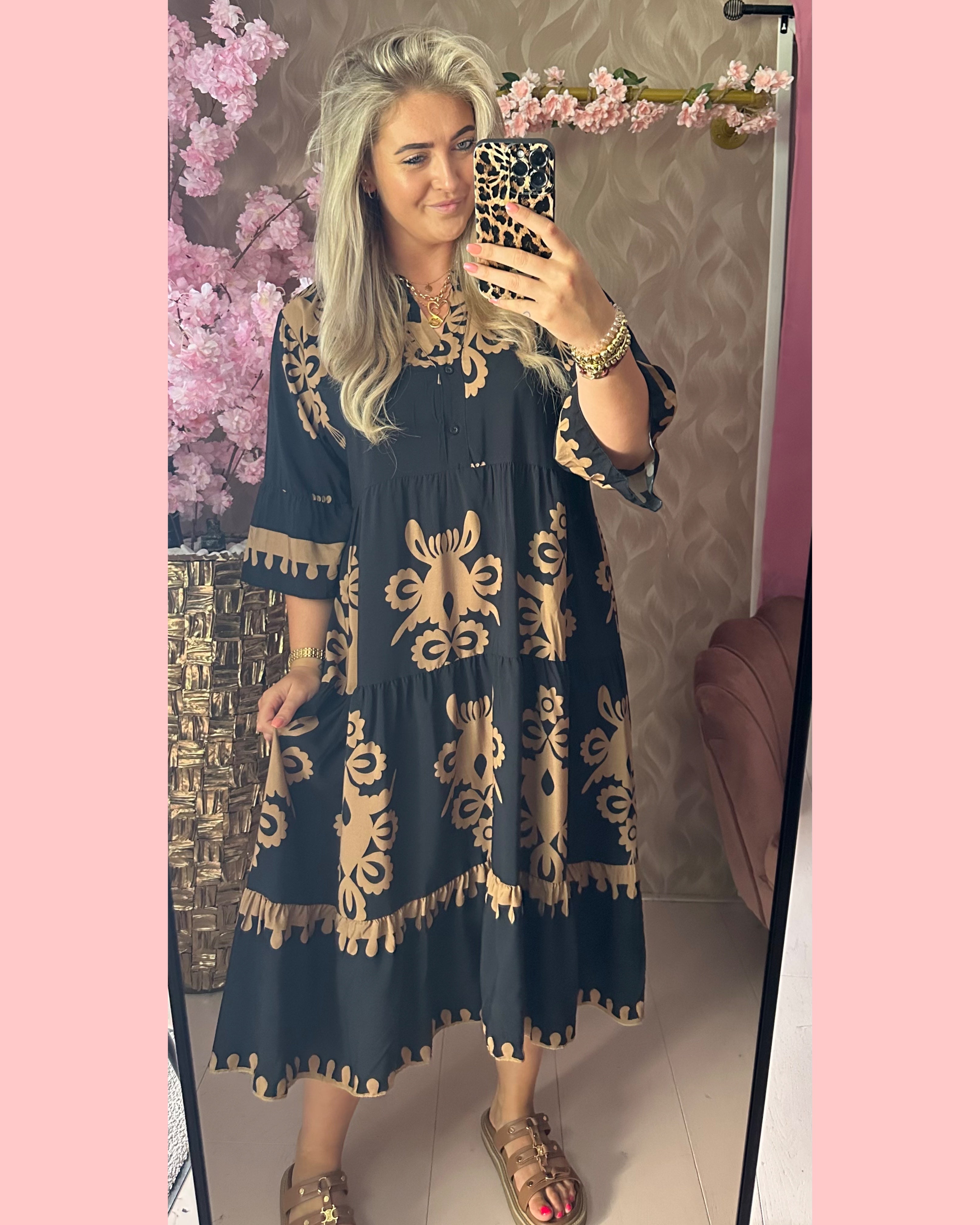 BARDOLINO DRESS 🖤 BLACK/BROWN 🤎