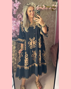BARDOLINO DRESS 🖤 BLACK/BROWN 🤎