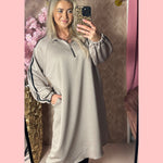 SPORTY SWEATER DRESS TAUPE •• AANBIEDING