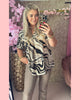 TRAVEL TOP ZEBRA TAUPE/ZWART