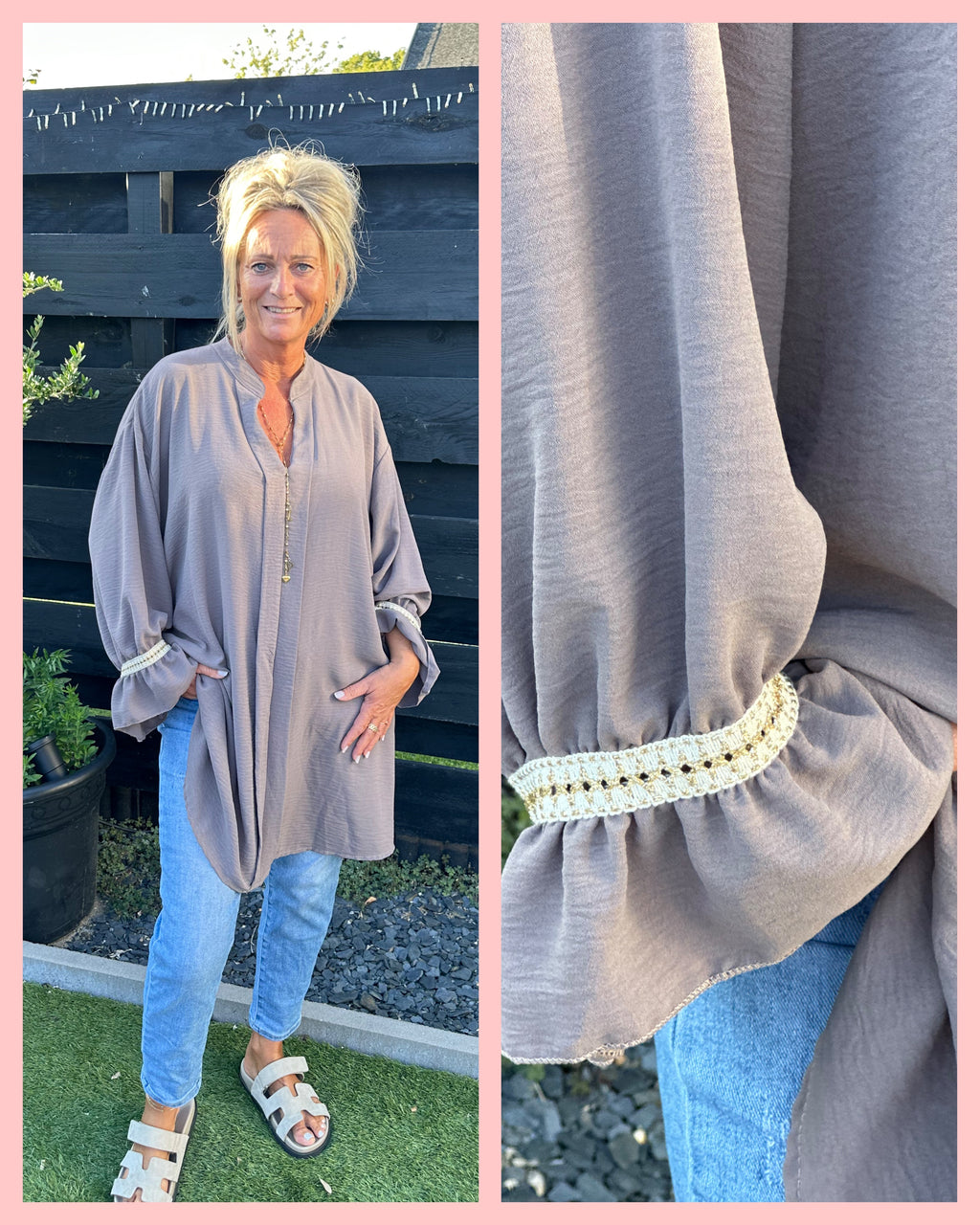 OVERSIZED BLOUSE/JURKJE TAUPE ✨🩶 𝐀𝐀𝐍𝐁𝐈𝐄𝐃𝐈𝐍𝐆