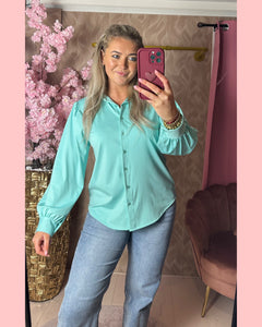 TRAVEL STOF BLOUSE MINT/AQUA