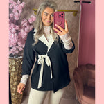 BOW BLAZER BEIGE/BLACK