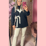 BOW BLAZER BEIGE/BLACK