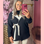 BOW BLAZER BEIGE/BLACK