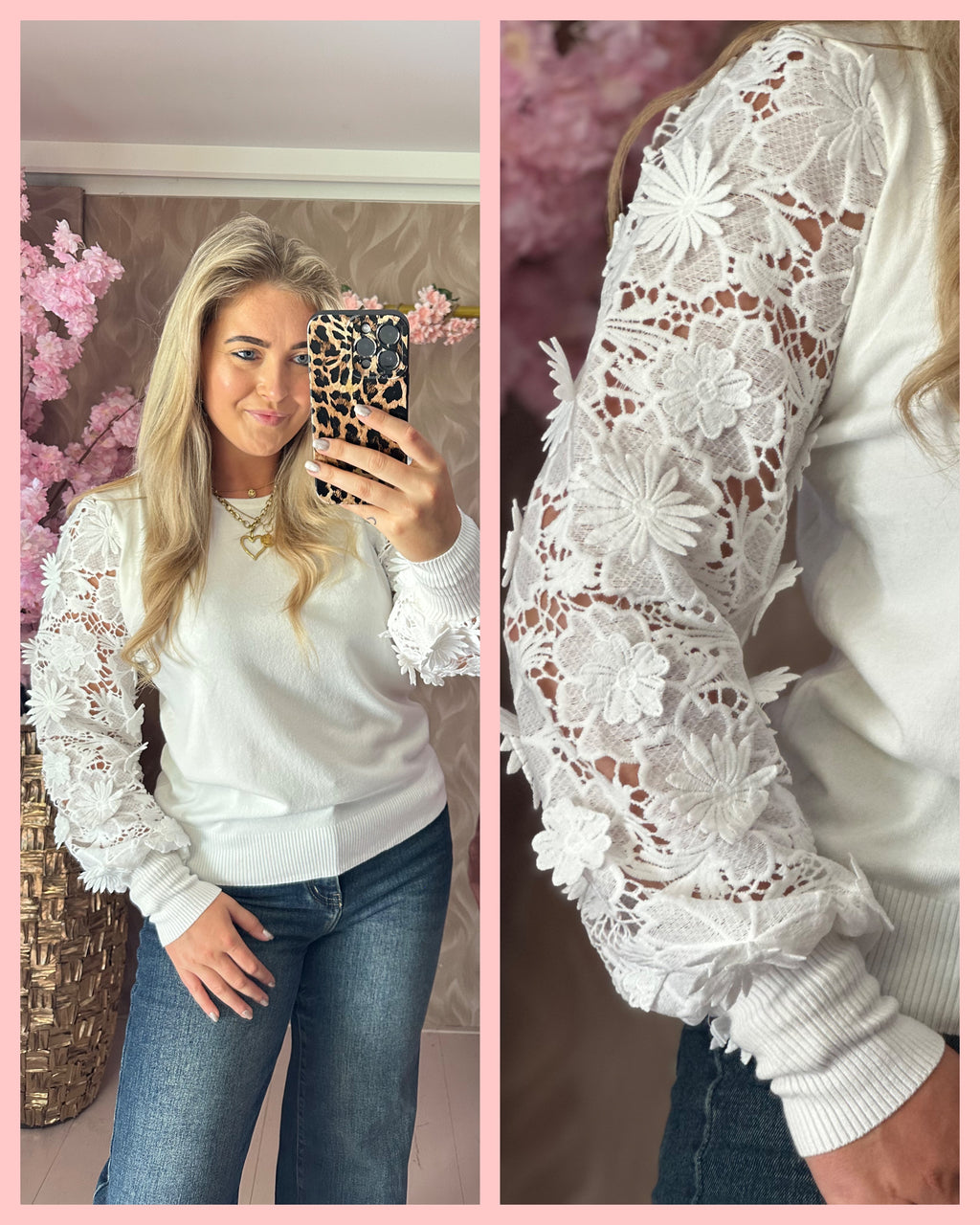 FLOWER SLEEVE KNIT 🌸 OFF WHITE 🌸