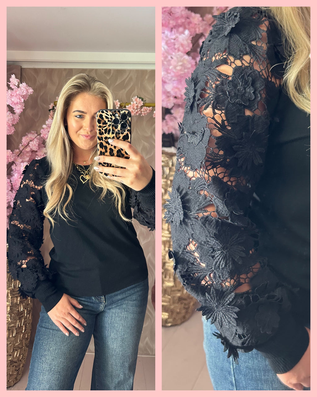FLOWER SLEEVE KNIT 🌸 BLACK 🌸