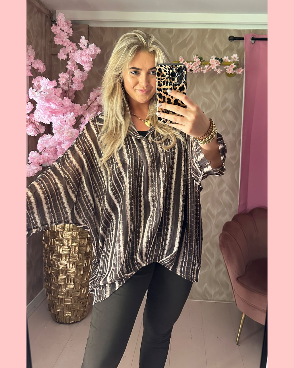 VOILE LUREX BLOUSE • BRUINE PRINT • AANBIEDING