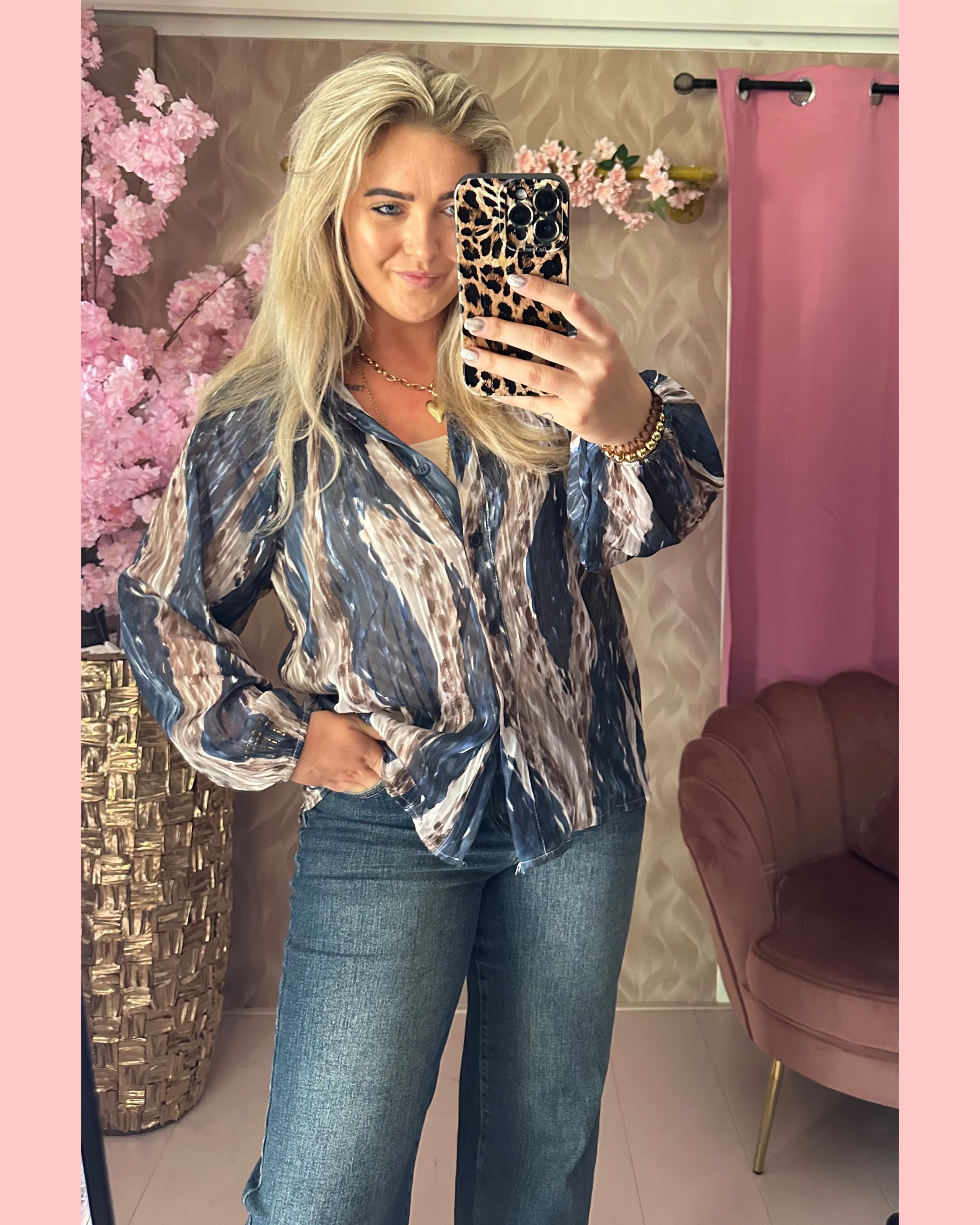 DOORKNOOP VOILE BLOUSE NAVY 💙 𝐀𝐀𝐍𝐁𝐈𝐄𝐃𝐈𝐍𝐆