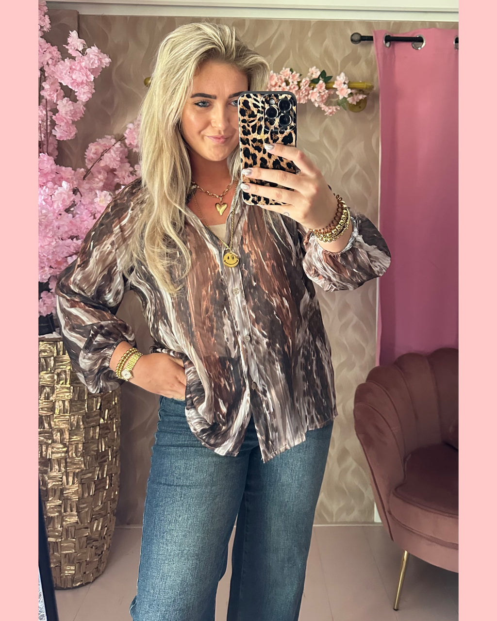 DOORKNOOP VOILE BLOUSE BRUIN 🤎 𝐀𝐀𝐍𝐁𝐈𝐄𝐃𝐈𝐍𝐆