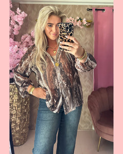 DOORKNOOP VOILE BLOUSE BRUIN 🤎 𝐀𝐀𝐍𝐁𝐈𝐄𝐃𝐈𝐍𝐆