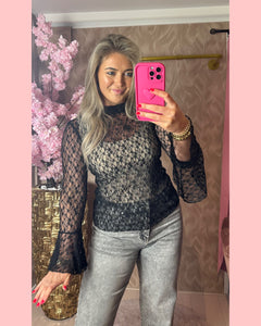 TRENDY LACE TOP BLACK AANBIEDING